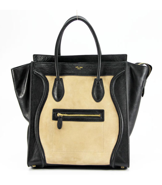 Celine Leather Tote Bag Apricot_Black
