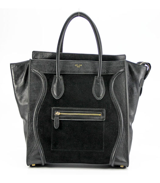 Celine Leather Tote Bag Black_Black
