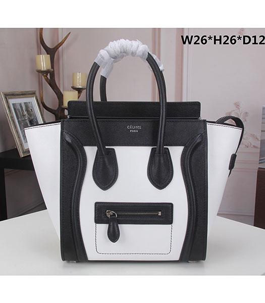 Celine Mini 26cm Palm Print Small Tote Bag Black&White Leather