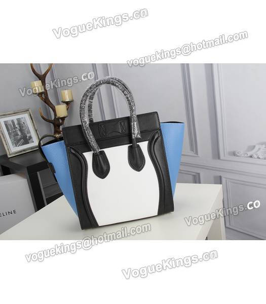 Celine Mini 26cm Small Tote Bag Blue&White&Black Leather-3