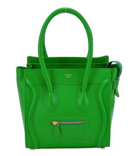 Celine Mini 26cm Small Tote Bag Green Litchi Pattern Calfskin