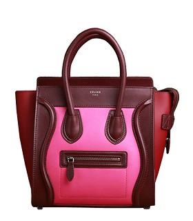 Celine Mini 26cm Small Tote Bag Light PurpleCoffeeWine Red Original Leather