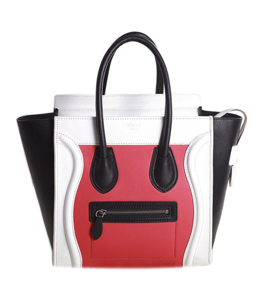 Celine Mini 26cm Small Tote Bag Red/White/Black Original Leather