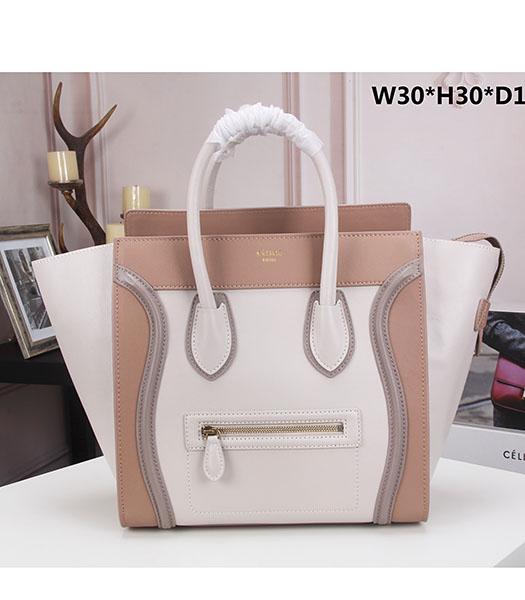 Celine Mini 30cm Classic Tote Bag Apricot&Ivory White Leather