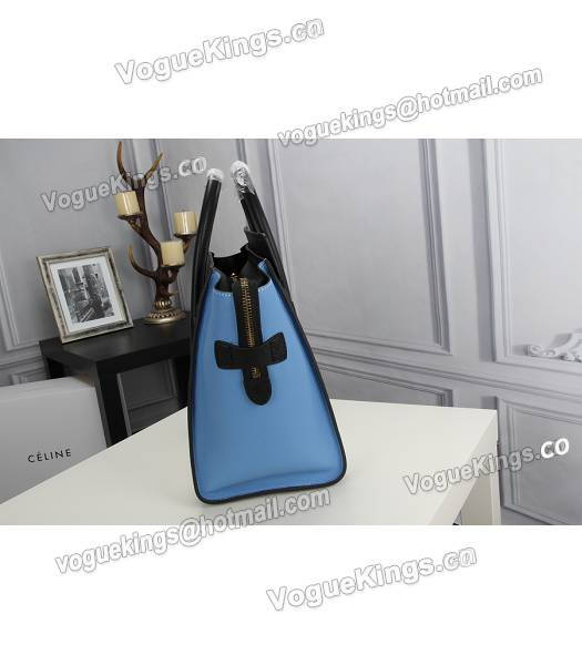 Celine Mini 30cm Classic Tote Bag Blue&White&Black Leather-4
