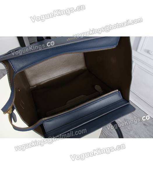 Celine Mini 30cm Classic Tote Bag Dark Blue&White&Khaki Leather-5