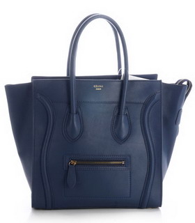 Celine Mini 30cm Dark Blue Imported Leather Medium Tote Bag