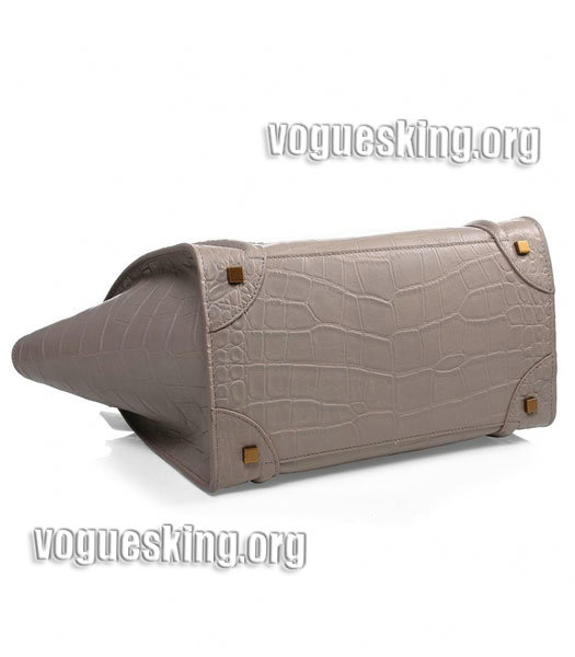 Celine Mini 30cm Light Khaki Croc Veins Leather Tote Bag-3