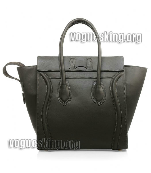Celine Mini 30cm Medium Tote Bag Dark Green Imported Leather-2