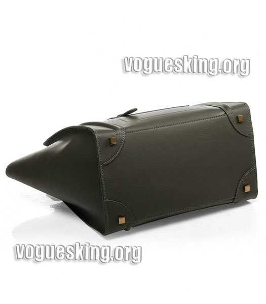 Celine Mini 30cm Medium Tote Bag Dark Green Imported Leather-3