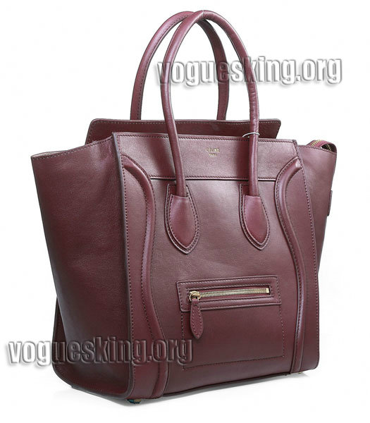 Celine Mini 30cm Medium Tote Bag Wine Red Imported Leather-1