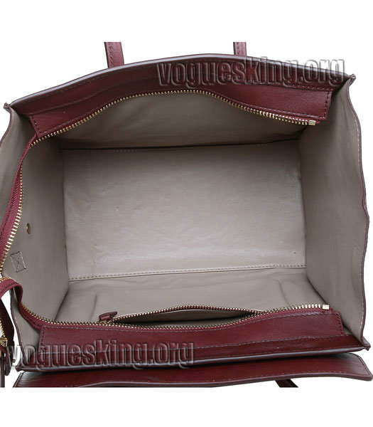 Celine Mini 30cm Medium Tote Bag Wine Red Imported Leather-6