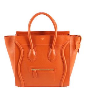 Celine Mini 33cm Large Tote Bag Orange Calfskin With Lambskin Inside