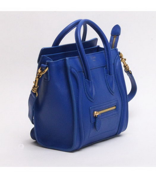 Celine Mini Smile Face Blue Calfskin Leather Tote Handbag-1