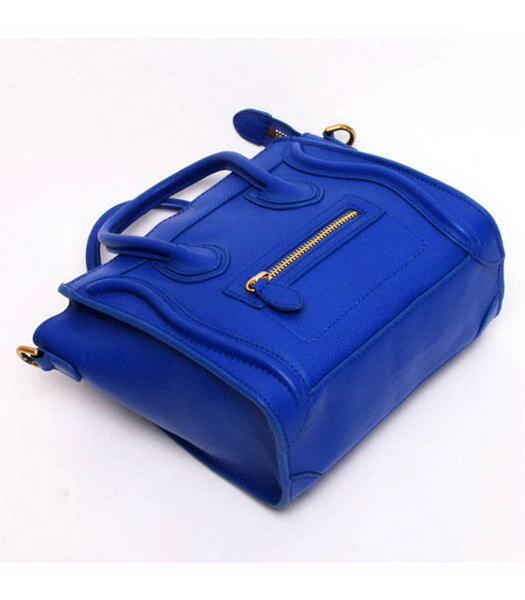 Celine Mini Smile Face Blue Calfskin Leather Tote Handbag-5