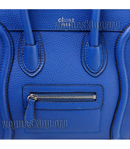 Celine Nano 20cm Small Tote Bag Dark Blue Litchi Pattern Imported Leather-4