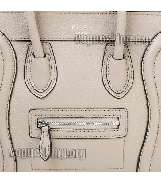 Celine Nano 20cm Small Tote Bag Light Khaki Litchi Pattern Imported Leather-4