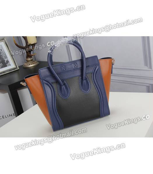 Celine Nano 20cm Small Tote Bag Sapphire Blue&Black&Earth Yellow Leather-4