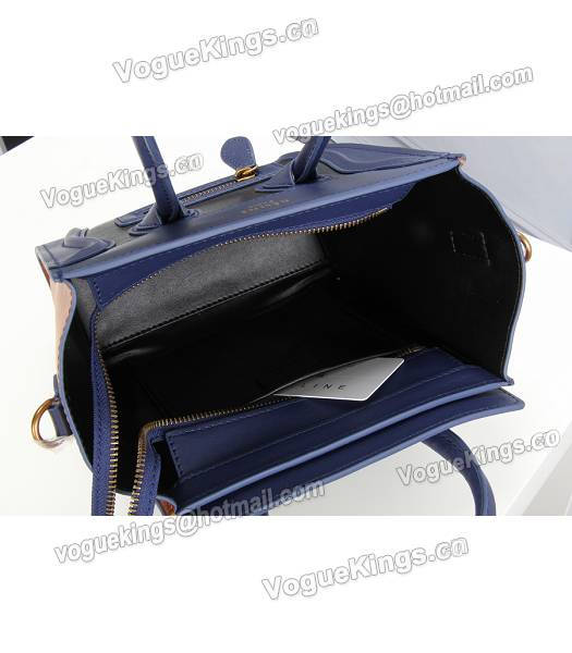 Celine Nano 20cm Small Tote Bag Sapphire Blue&Black&Earth Yellow Leather-5