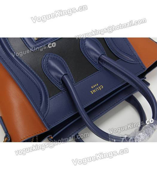 Celine Nano 20cm Small Tote Bag Sapphire Blue&Black&Earth Yellow Leather-6