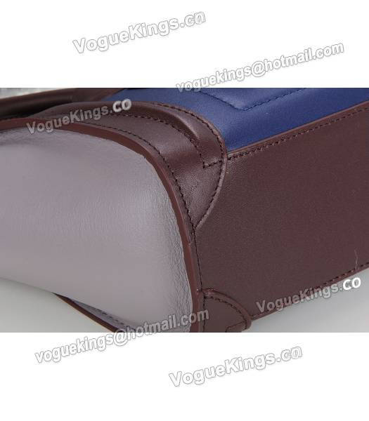 Celine Nano 20cm Small Tote Bag Sapphire Blue&Grey&Jujube Red Leather-2