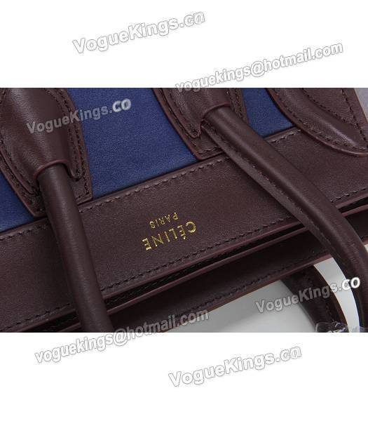 Celine Nano 20cm Small Tote Bag Sapphire Blue&Grey&Jujube Red Leather-5