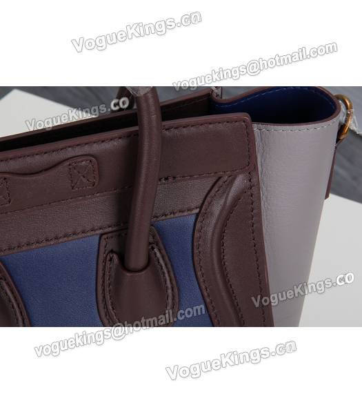 Celine Nano 20cm Small Tote Bag Sapphire Blue&Grey&Jujube Red Leather-6