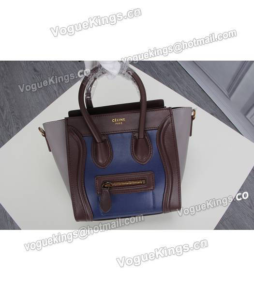 Celine Nano 20cm Small Tote Bag Sapphire Blue&Grey&Jujube Red Leather-7