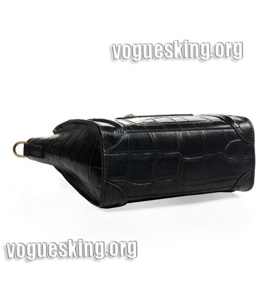 Celine Nano 20cm Small Tote Handbag Black Croc Veins Imported Leather-3