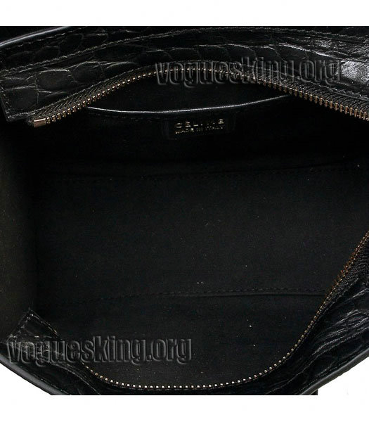 Celine Nano 20cm Small Tote Handbag Black Croc Veins Imported Leather-6