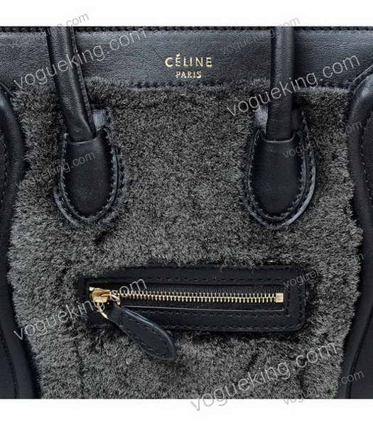 Celine Nano 20cm Small Tote Handbag Black Wool Leather With Leather-5