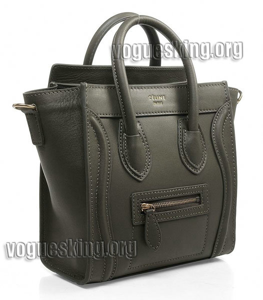 Celine Nano 20cm Small Tote Handbag Dark Green Imported Leather-1