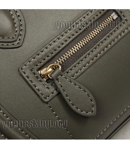 Celine Nano 20cm Small Tote Handbag Dark Green Imported Leather-4