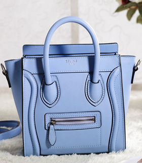 Celine Nano 20cm Small Tote Handbag Emperor Blue Leather With Black Side