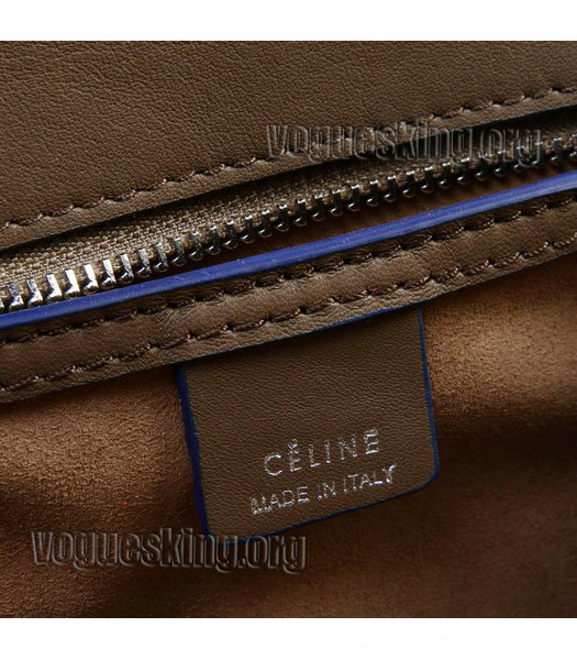 Celine Nano 20cm Small Tote Handbag Khaki Imported Leather With Blue Side-6