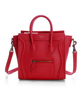 Celine Nano 20cm Small Tote Handbag Red Leather