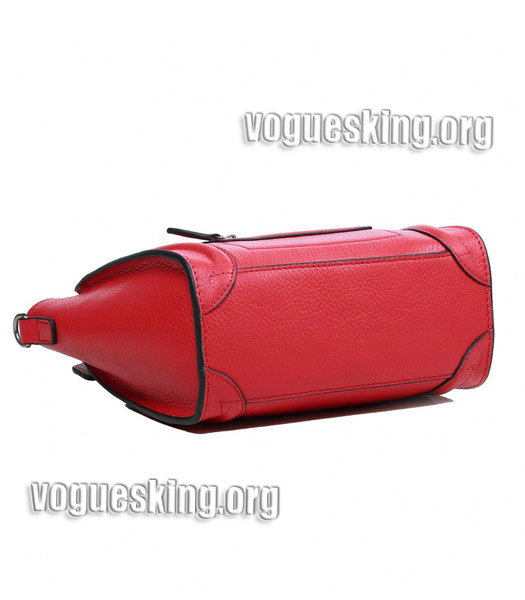 Celine Nano 20cm Small Tote Handbag Red Litchi Pattern Leather-3