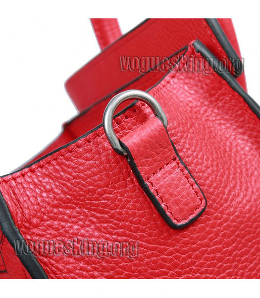 Celine Nano 20cm Small Tote Handbag Red Litchi Pattern Leather-5