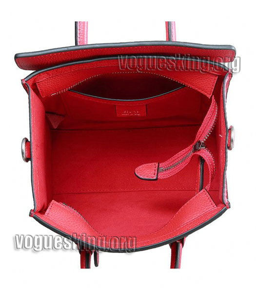 Celine Nano 20cm Small Tote Handbag Red Litchi Pattern Leather-6