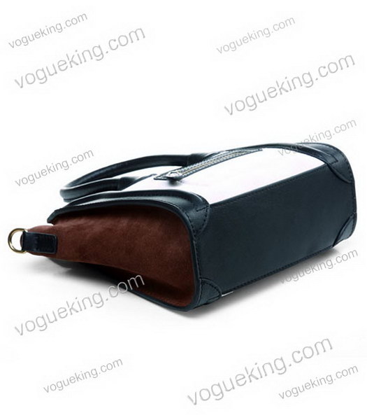 Celine Nano 20cm Small Tote Handbag White Suede With Black Leather-3