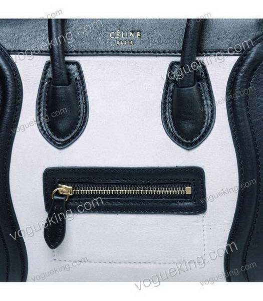 Celine Nano 20cm Small Tote Handbag White Suede With Black Leather-4
