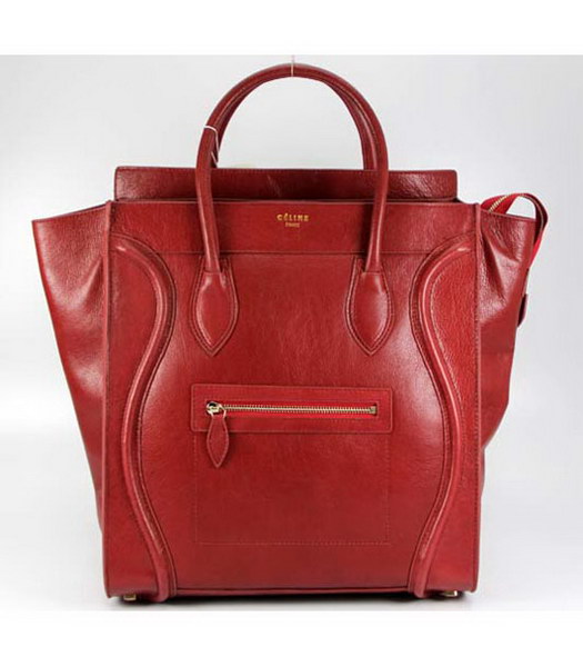 Celine New Fashion Tote Bag Jujube Red Oil Leather