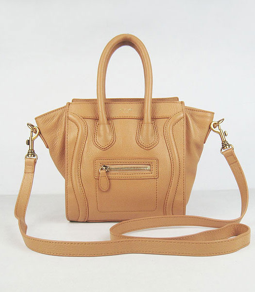 Celine New Fashion Tote Messenger Bag Earth Yellow Calfskin Leather