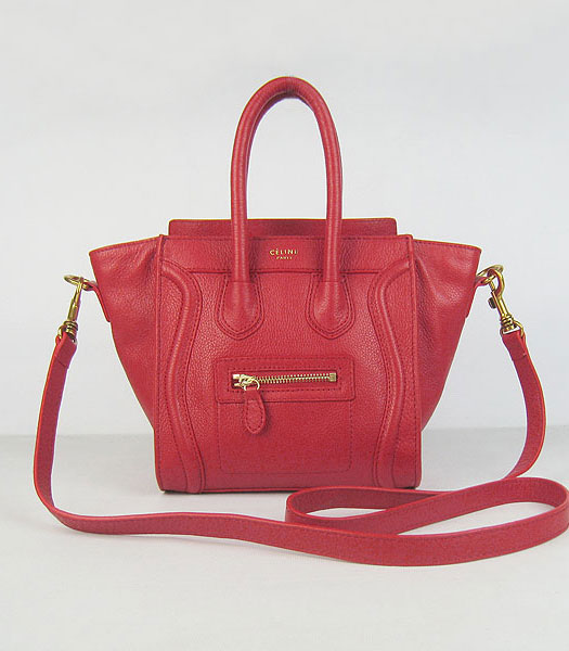 Celine New Fashion Tote Messenger Bag Red Calfskin Leather