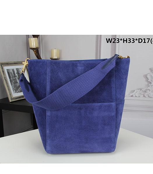 Celine New Style Sapphire Blue Suede Leather Shoulder Bag