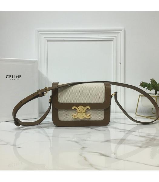 Celine Original Canvas With Brown Leather TRIOMPHE Mini Bag