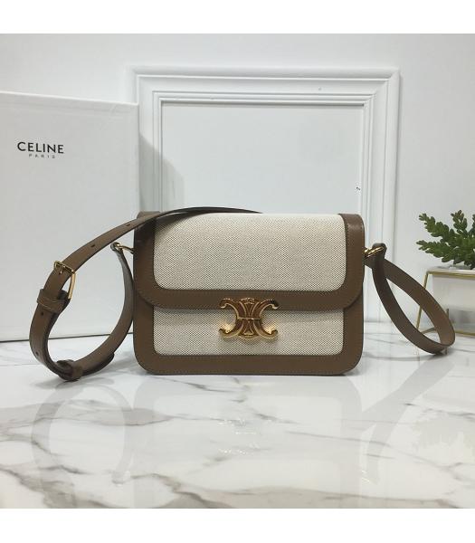Celine Original Canvas With Brown Leather TRIOMPHE Small Bag