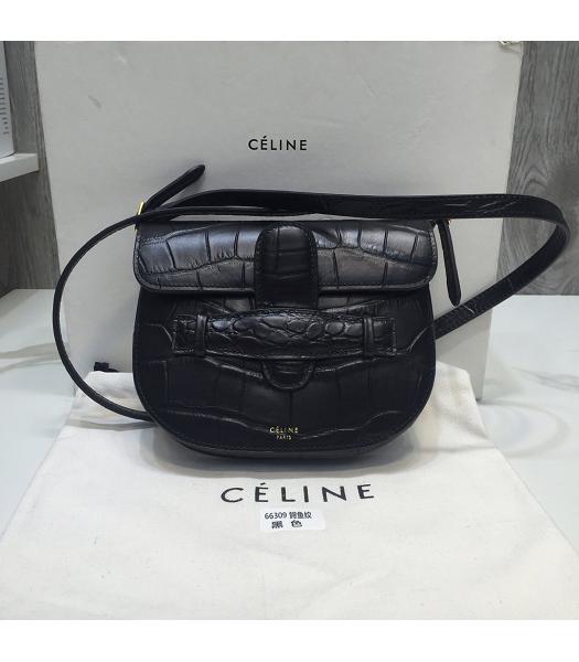 Celine Original Croc Veins Small Crossbody Bag Black