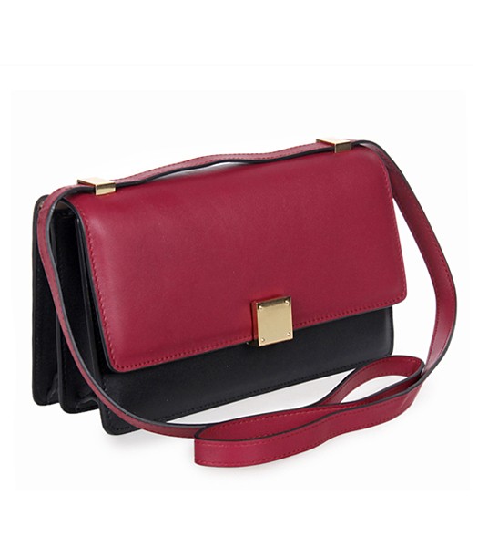 Celine Original Leather Shoulder Bag 26981 In Wine Red/Black