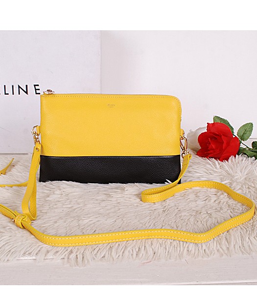 Celine Original Leather Shoulder Bag 5924 In Yellow/Black